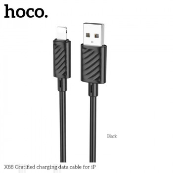 Hoco X88 Gratified charging data cable, 8-pin, 1m, 2.4A, black