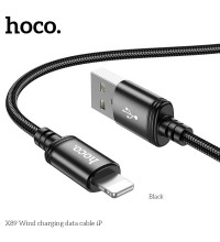Hoco X89 Wind Charging Data Cable, 8-pin, в оплетке, 1m, 2.4A, black
