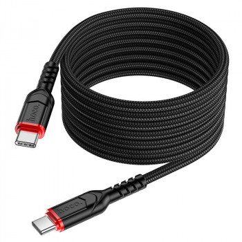 Hoco X59 Victory 60W Cable, Type-C to Type-C, 3A, 60w, 2m, оплетка, black