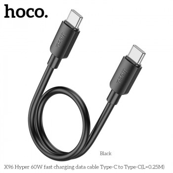 Hoco X96 Hyper 60W Cable, Type-C to Type-C, 3A, 60w, 0.25m, black