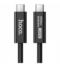 Hoco US15 USB4 240w HD high speed data Cable, Type-C to Type-C, 40Gbps, 8K60Hz, 1m, оплетка, black