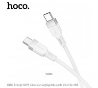 Hoco X109 Energy 60W silicon cable, Type-C to Type-C, 1m, white