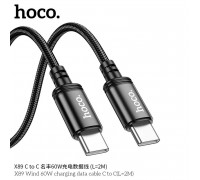 Hoco X89 Wind 60W Cable, Type-C to Type-C, 3A, 60w, 2m, оплетка, black