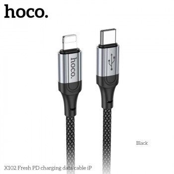 Hoco X102 Fresh PD Charging Data Cable (C-to-L), PD20W, 1m, оплетка, black
