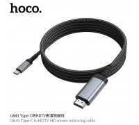 Hoco UA43 Type-C to HDMI HD on-screen cable, 1.8m, Black