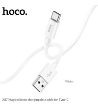 Hoco X87 Magic silicone cable, Type-C, 1m, 3A, white