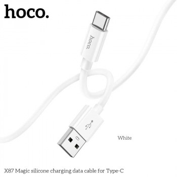 Hoco X87 Magic silicone cable, Type-C, 1m, 3A, white