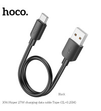 Hoco X96 Hyper 27W Cable, Type-C, 3A, 0.25m, black