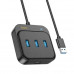 Hoco HB35 Easy link USB3.0 Gigabit Ethernet Adapter, 3xUSB3.0 + 1GB LAN,  1.2м, metal gray