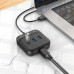 Hoco HB35 Easy link USB3.0 Gigabit Ethernet Adapter, 3xUSB3.0 + 1GB LAN,  1.2м, metal gray