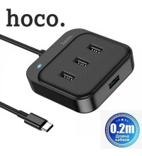 Hoco HB31 TypeC to 4USB Adapter, 1*USB3.0 + 3*USB2.0, cabel 0.2m, black