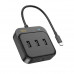 Hoco HB35 Easy link 4-in-1 Type-C 100Mbps Ethernet Adapter, 3xUSB2.0 + 100Mbps LAN,  black