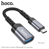 Hoco UA24 USB-C Male to USB female 3.0 converter, metal gray