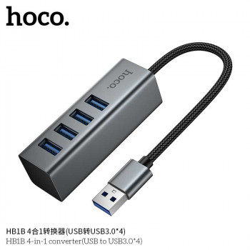 Hoco HB1B USB to 4 USB3.0 Converter, 0.2m, grey