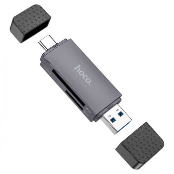 Hoco HB45 Spirit 2-in-1 USB/Type-C 3.0 Card Reader, 5Gbps, metal gray