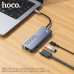 Hoco HB52 8-in-1 Wow USB-C converter, 2xUSB3.0+PD100w+HDMI 4K60Hz+LAN 100Mbps+SD/TF+USB-C, gray