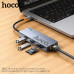 Hoco HB52 8-in-1 Wow USB-C converter, 2xUSB3.0+PD100w+HDMI 4K60Hz+LAN 100Mbps+SD/TF+USB-C, gray