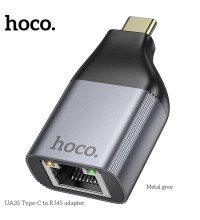 Hoco UA35 Type-C to RJ45 Ethernet Adapter, 100Mbps LAN,  metal gray