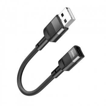 Hoco U107 USB male to Type-C female adapter cable, 10cm, black