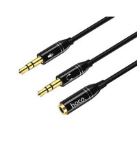 Hoco Tuneful Series Audio Converter, 0.2m, разветвитель AUX (AUX(f)-2xAUX(m) (UPA07) black