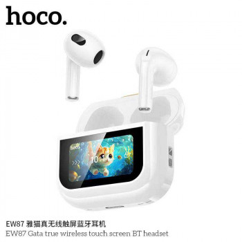 Hoco EW87 Gata True Wireless ANC touch screen BT Headset, BT 5.4, 4h, white