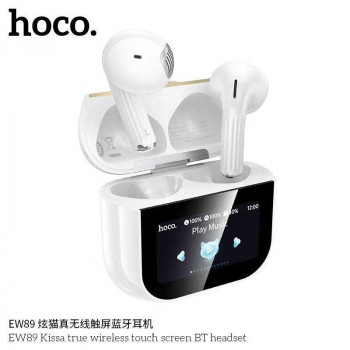 Hoco EW89 Kissa True Wireless touch screen BT Headset, BT 5.4, 3.5h, white