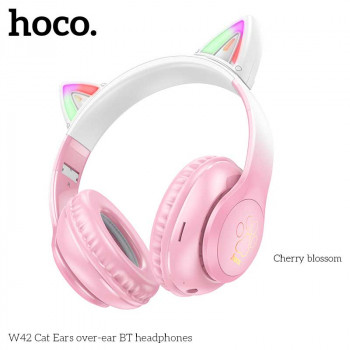 Hoco W42 Cat Ears BT Headphones, 10hours, BT 5.3, TF, cherry blossom