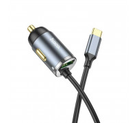 Hoco NZ7 PD20w + QC3.0 Car Charger with cable (Type-C), metal gray