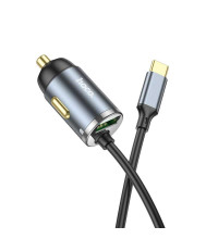 Hoco NZ7 PD20w + QC3.0 Car Charger with cable (Type-C), metal gray