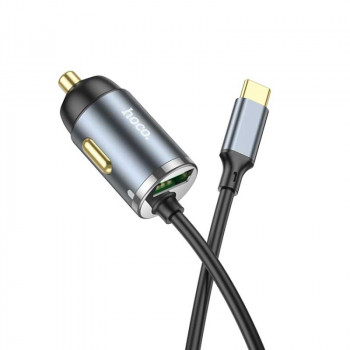 Hoco NZ7 PD20w + QC3.0 Car Charger with cable (Type-C), metal gray
