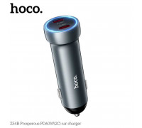 Hoco Z54B Prosperous PD60w Metal Dual Port (C+C) Car Charger, PD30w+PD30w, metal gray