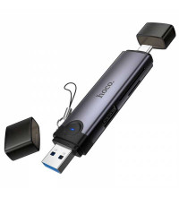 Hoco HB56 USB/Type-C Card Reader, 5Gbps, metal gray