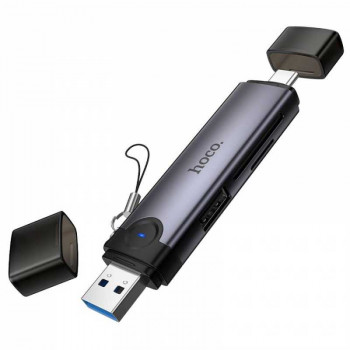 Hoco HB56 USB/Type-C Card Reader, 5Gbps, metal gray
