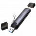 Hoco HB56 USB/Type-C Card Reader, 5Gbps, metal gray