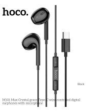 Hoco M101 Max Cristal Grace Type-C Earphones, 1.2m, black