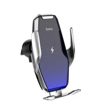 Hoco S14 Suprass Automatic induction wireless chargingcar holder, в решетку и на панель, 15w, silver