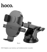 Hoco H19 Mighty one-button Car Holder (center console), на панель и в стекло, black