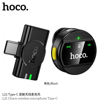 Беспроводной микрофон Hoco L21 Charm Wireless Microphone Type-C, с магнитным креплением, 5h, black