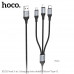 Hoco X102 Fresh 3-in-1 (L+M+C) charging data cable, 1m, 2.4A, в оплетке, black