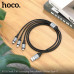 Hoco X102 Fresh 3-in-1 (L+M+C) charging data cable, 1m, 2.4A, в оплетке, black