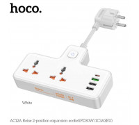 Hoco AC12A Reise 2-position socket (1C3A) PD30W, AC 2500w, white