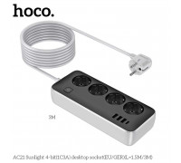 Hoco AC21 Sunlight 4-bit desktop socket (1C3A), AC 2500w, 3m, black