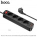Hoco NS1 Aura 4-bit extension cable socket, 4xAC + 2USB + PD20w, 1.8m, black