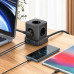 Hoco NS8 Sharp 5-position 1C3A desktop socket, 5xAC + 3USB 5V2.4A + PD20W, AC 4000W, 2m, black
