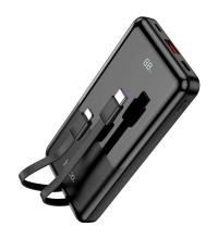 Hoco Q9 Pro Shell 10000mah Power Bank, QC3.0, PD20w, SCP22.5w, LED, build-in C&L cables, black