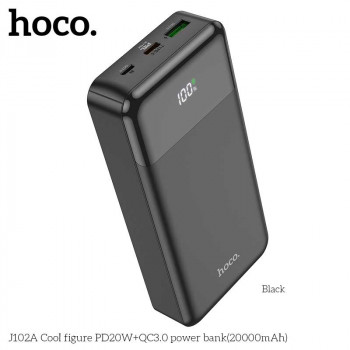Hoco J102A 20000mah Cool figure PD20W+QC3.0 power bank, black