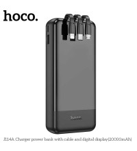 Hoco J114A 20000mah Charger Power Bank, build-in C&L&M cables, black