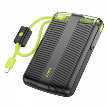 Hoco J127 Mecha 10000mah Power Bank, QC3.0, PD20w, LED, build-in C&L cables, black