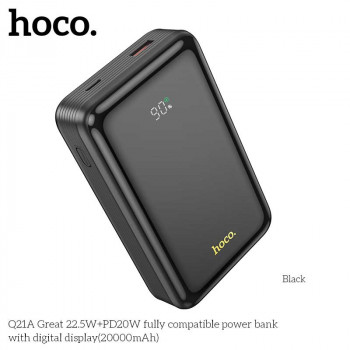 Hoco Q21A Great 22.5W+PD20W 20000mah Power Bank with digital dislay, black