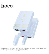 Hoco Q24 Elegant 22.5W+ PD20W 10000mah Magnetic Power Bank, Qi15W, blue